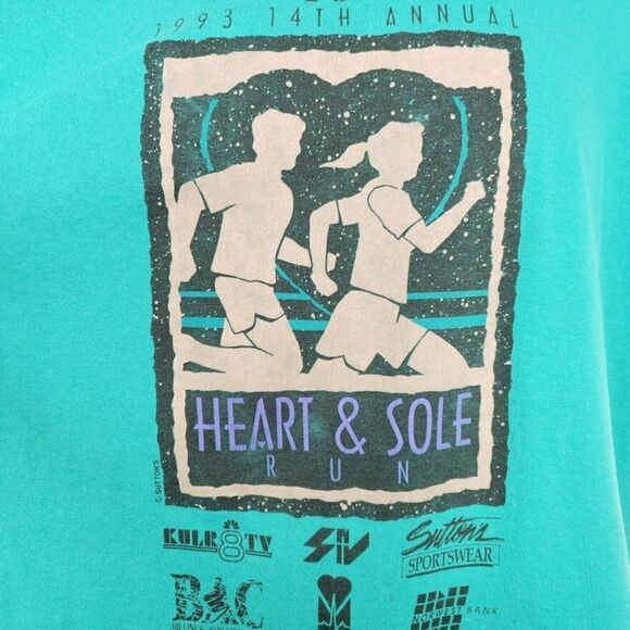 Heart & Sole 10K Run T Shirt Vintage 90s 1993 Billings Montana 50/50 Made In USA - Picture 2 of 7